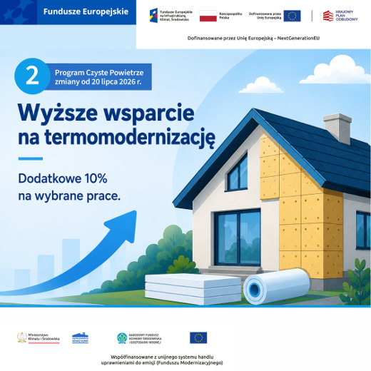 plakat - wyższe wsparcie na termomodernizację